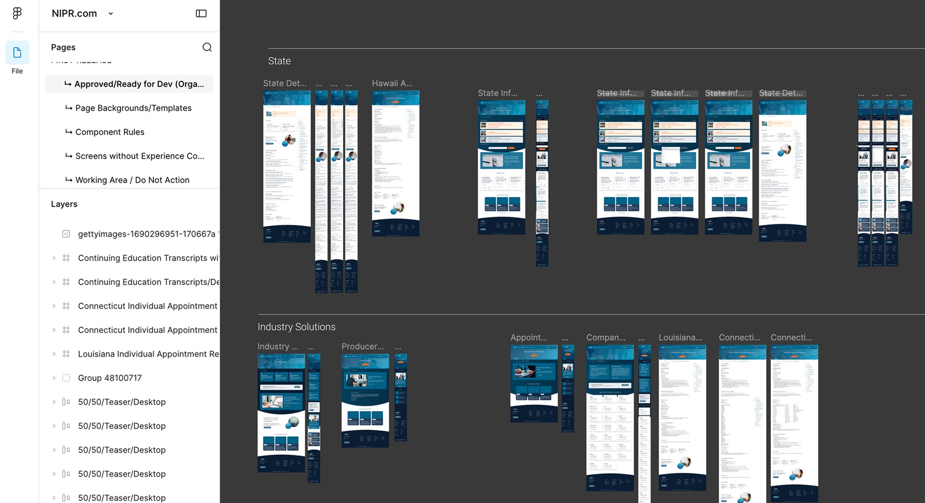 The Figma file holding the page templates, component rules and screen states